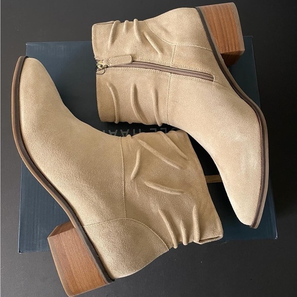 Nib Cole Haan Ankle Booties Maple WR Birch Beige Suede - Picture 8 of 12